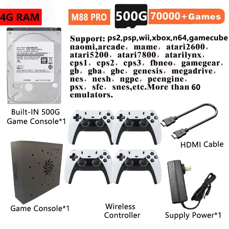 Retro Gaming Console 70000+ Games 2TB T8 Loaded For Wii PS2 DC PSP GAMECUBE Plug-and-Play On TV Windows 11 Children's Gift
