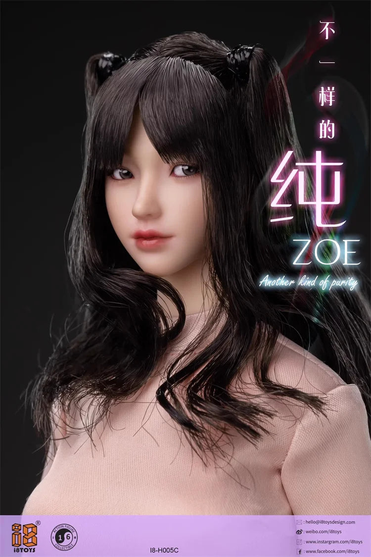 In Stock I8TOYS I8-H005 1/6 Female Soldier Zoe Movable Eyes Head Sculpt Carving Model Fit 12'' Action Figure Body Dolls