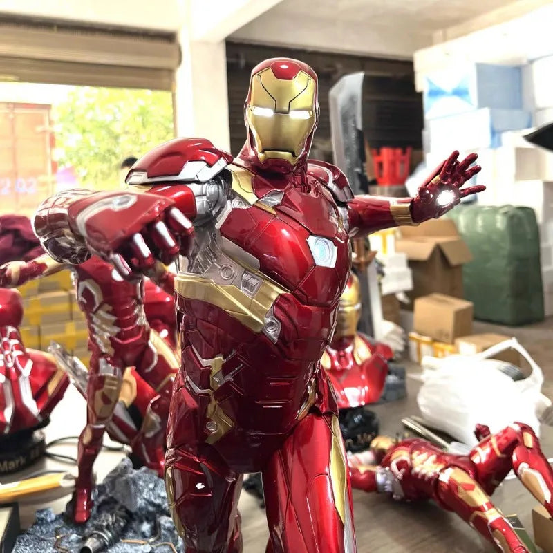 52cm Marvel Comics Figure Iron Man Can Glow High-end Resin Anime Collection Model Desktop Ornaments Holiday Gifts Children Toys