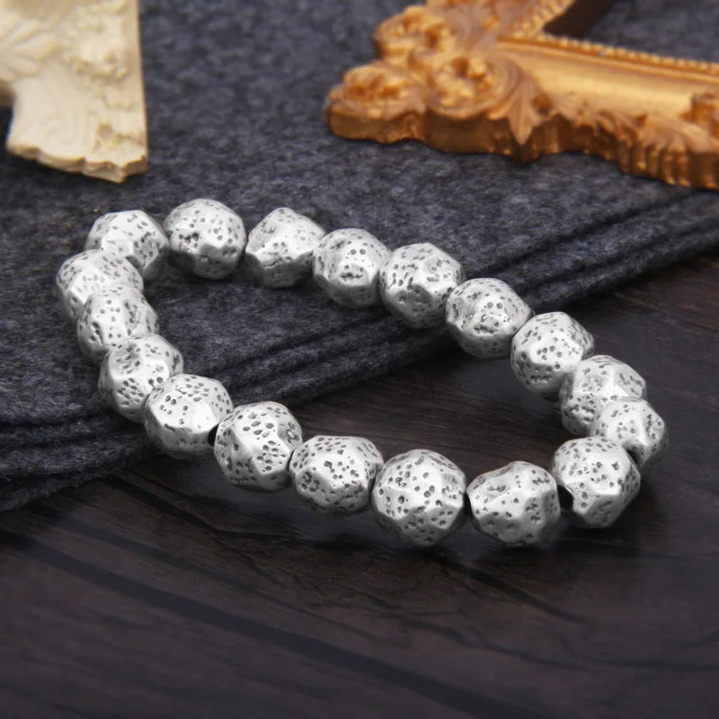 Bracelet Bangle Pure Money 925 Sterling Silver Irregular Bead Vintage Luxury Brand Fine Jewelry Man Woman 2024 New In Festoon B2