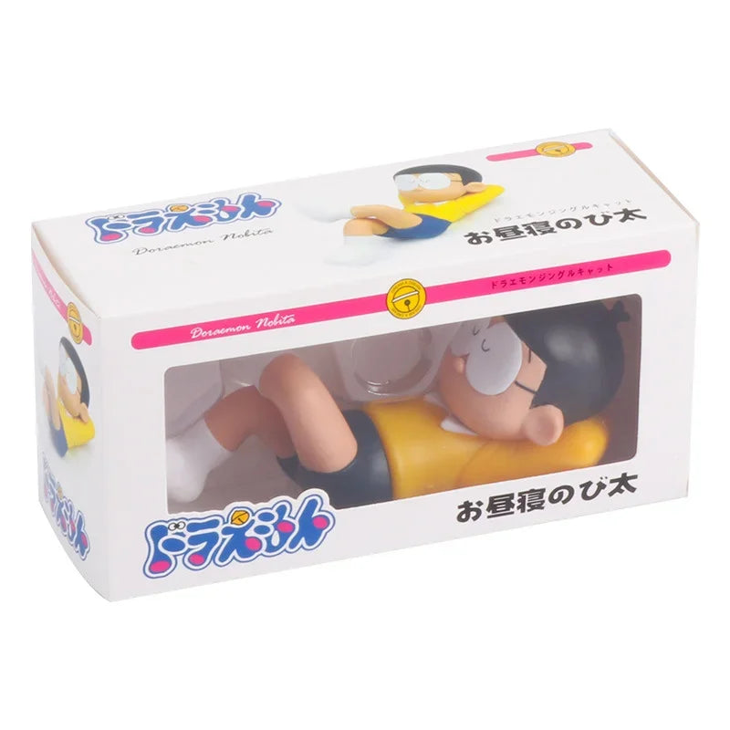 Anime Doraemon Nobita Nobi Sleep Car Decoration Kawaii Action Figure Blue Fat Collectible Model Toy Dolls Kid Birthday Gifts