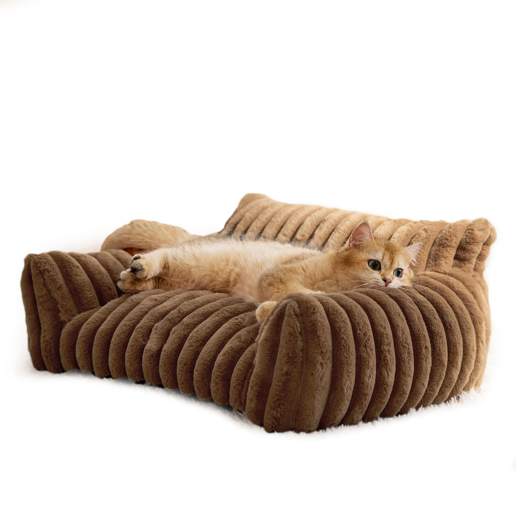 Cat Couch Bed Cute Pet Bed for Small Medium Large Cats Dogs Fluffy Sofa Bed for Pet Indoor with Non-Slip Bottom & Washable Cover