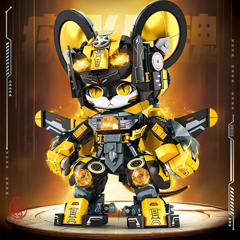 2025 New Model Mechanical Panda & Zodiac Building Blocks Gift Set - 12-in-1 Articulated Animal Toys for Birthday Christmas Gifts