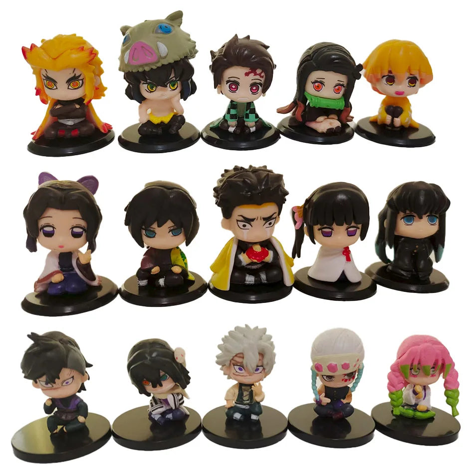 Hot Q Version Demon Slayer Sitting Ghost Doll Tanjiro Nidouzi Inosuke Zenizu Figure Action Figure Movie Model Toys Doll