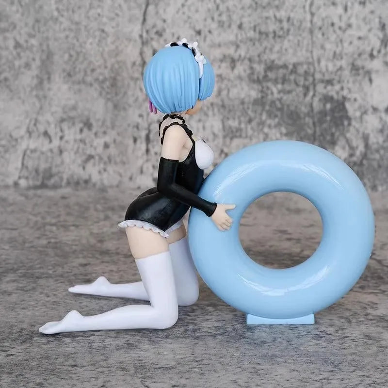 13CM Anime Life In Another World From Scratch Rem Figure White Shirt Sitting Position Anime Model Toys Gift Doll Collection PVC