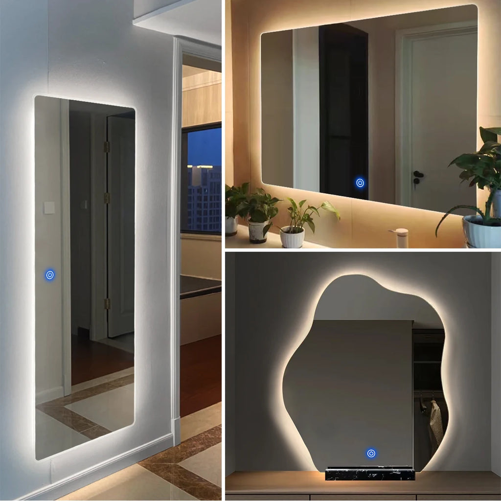 USB 5V LED лента, сензорен превключвател, димируема светлина за огледало за грим за баня, тоалетка за баня, огледало за подсветка, декоративна лампа