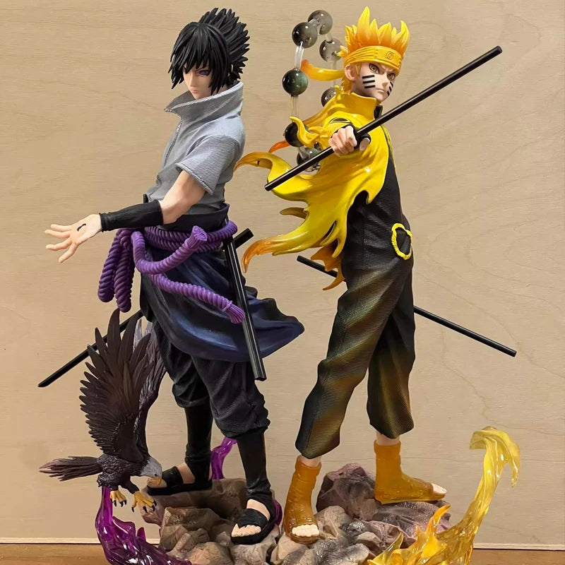 Anime Naruto Shippuden Figur Naruto Uzumaki Uchiha Sasuke Actionfigur 38 cm PVC-Spielzeugstatue Sammlung Modell Geburtstagsgeschenke