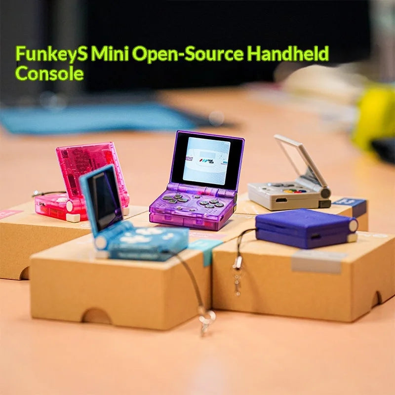 Funkeys Handheld Game Console Mini Retro Flip Folding Open Source Handheld 1.54" Ips Pocket Single Player Portable Game Console