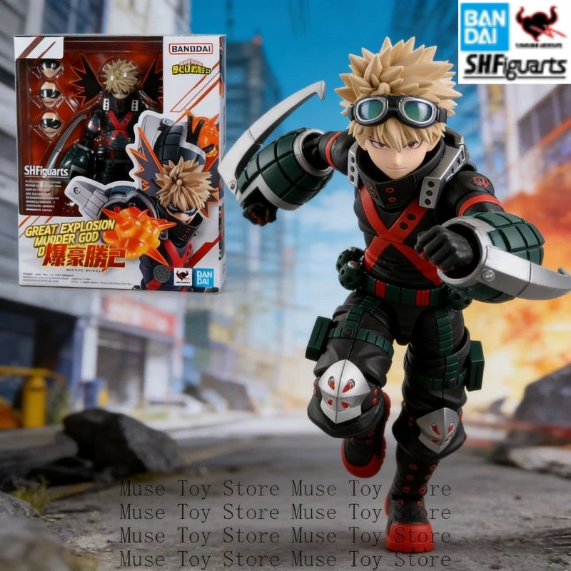 In Stock Bandai Original SHF My Hero Academia Katsuki Bakugo Anime Action Figure Model Fighter Model Toys Gifts For Collection