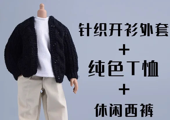 1/12 Scale Male Soldier Knitted Sweatshirt Sweater Jacket Cardigan Coat for 6in Asi Dolls Action FIgure Body Model DIY