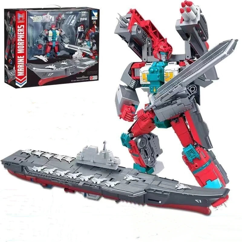 Marine Morphers Transformation Combined Robot Hainan Ship Large Shandong Model Alloy Parts Warships Collectible Figures Kids Toy