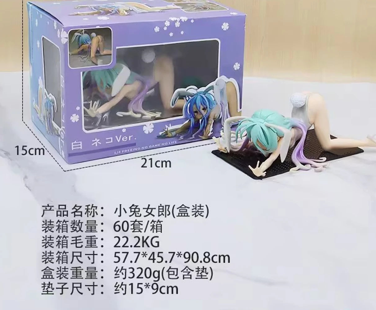 15CM Anime No Game No Life Shiro B-style 1/4 Bunny ver Figure Stand Model Toy Doll Aciton Figure PVC Replacement Hand Gift