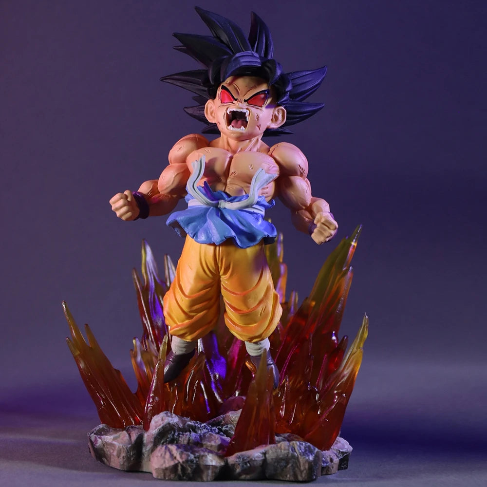 BANDAI 19cm Dragon Ball SHK Kai Ape Series NO.2 Glow Black Hair Super Four Goku Figure PVC Explosive Goku Anime Model Ornament