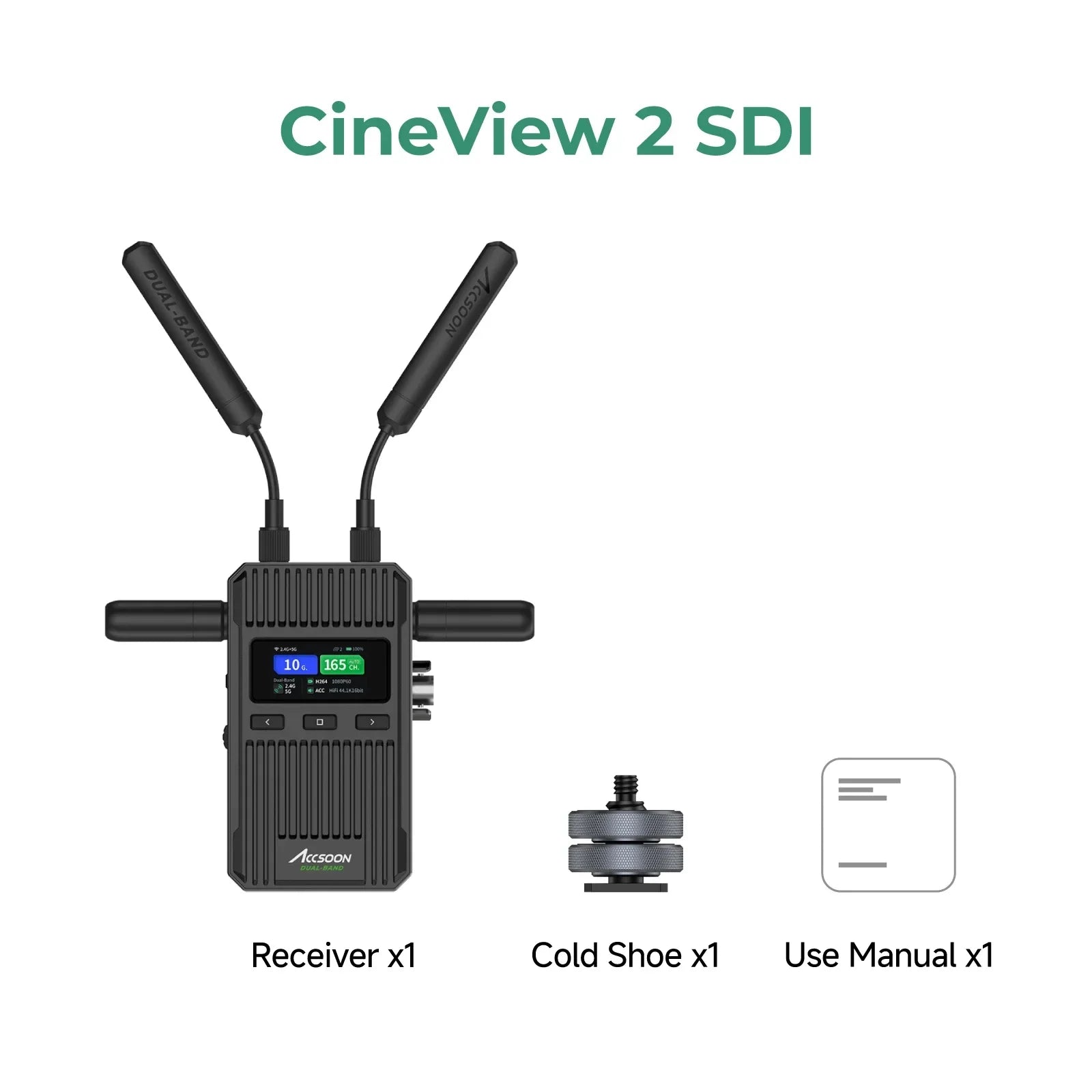 Accsoon Cineview 2 SDI Drahtlose Videoübertragung SDI UVC Livestreaming Bis zu 4 Geräte 450 m Reichweite 0,05 s Latenz Dualband HDMI
