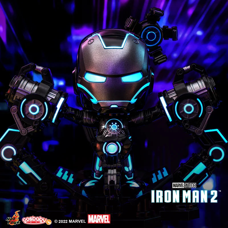 HotToys Iron Man 2 Neon Tech Version Iron Man Cosbaby Mini Collectible Figure With Docking Station For Marvel Movie Collectors