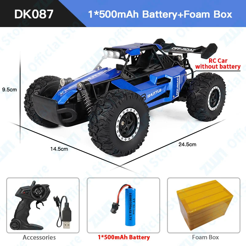 ZWN 1:16 2.4Gh Model RC Car With LED Lights 2WD Off-road Remote Control Climbing Vehicle Outdoor Cars Toys for Boys Girls Gifts