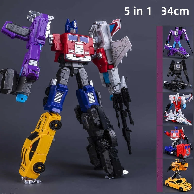 HAIZHIXING NEW 5 IN 1 Transformation Classic Devastator Model Toys G1 Robot Car Aircraft Tank Model Anime Action Figure Kids