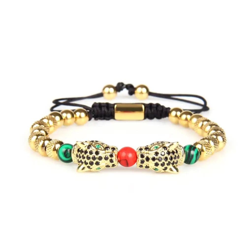 Ailatu 5 teile/los Luxus Handgemachte Panther Flechten Armband Edelstahl Leopard Schmuck Kostenlose Logo Service