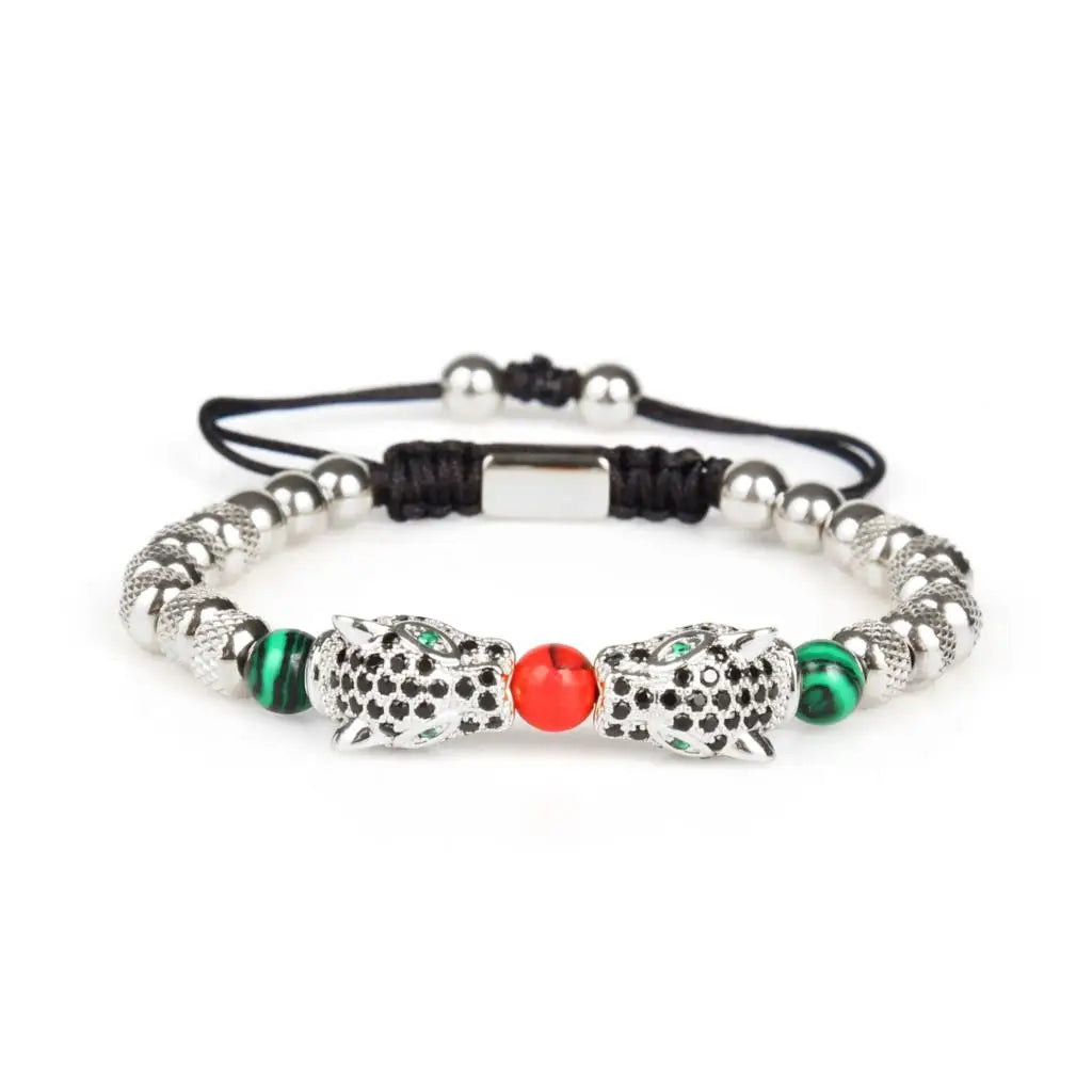 Ailatu 5 teile/los Luxus Handgemachte Panther Flechten Armband Edelstahl Leopard Schmuck Kostenlose Logo Service