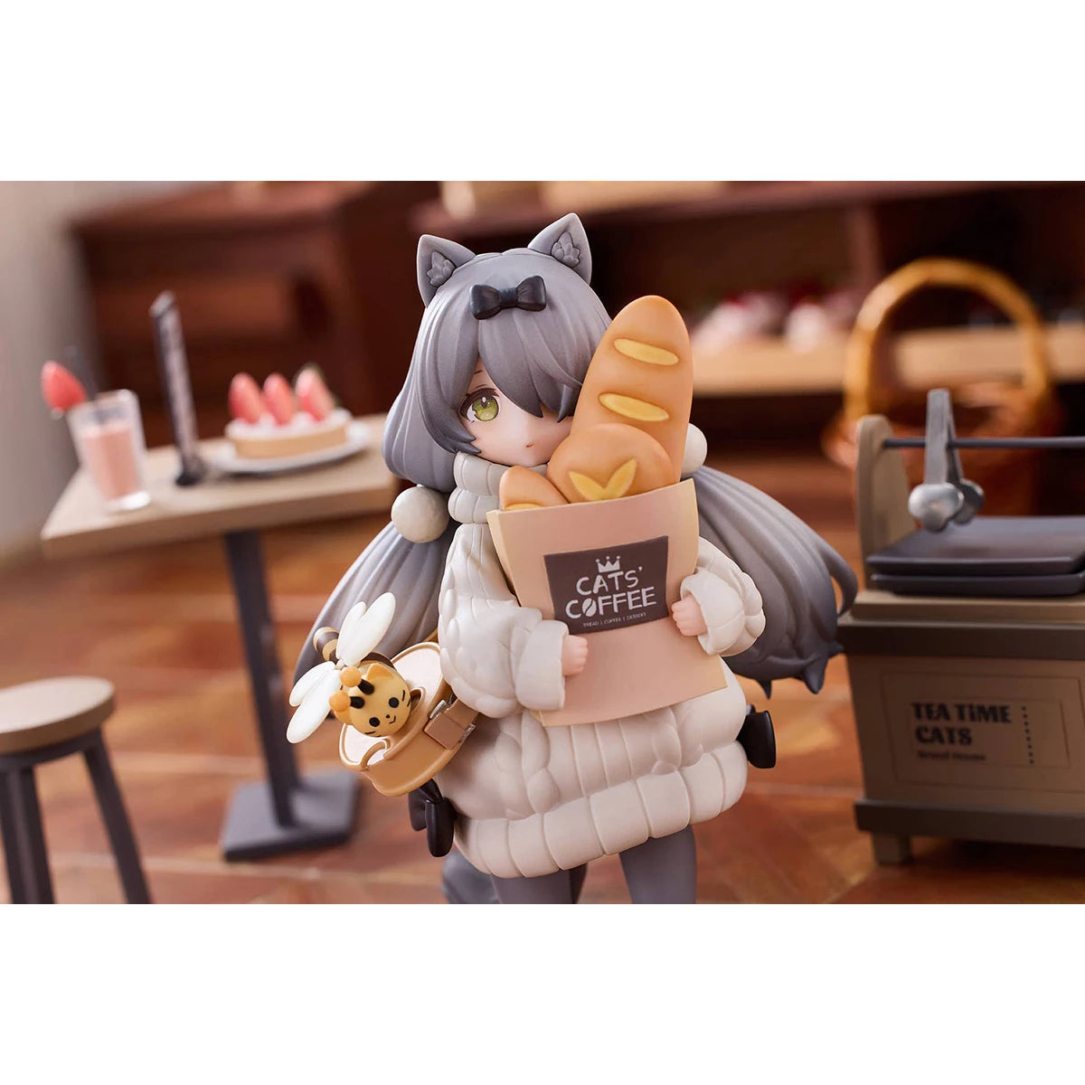 In-Stock Original Ribose DLC Series Tea Time Cats Scene: Meow Town Bakery Customer Nice Kawaii Doll Collectible Figure Model Toy