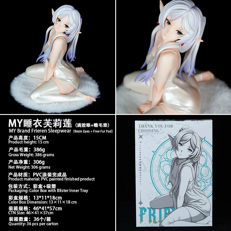 Frieren Beyond Journey'S End Kneeling Action Figure With Blanket White Stockings Statue Collectible Model Desktop Ornament Gifts
