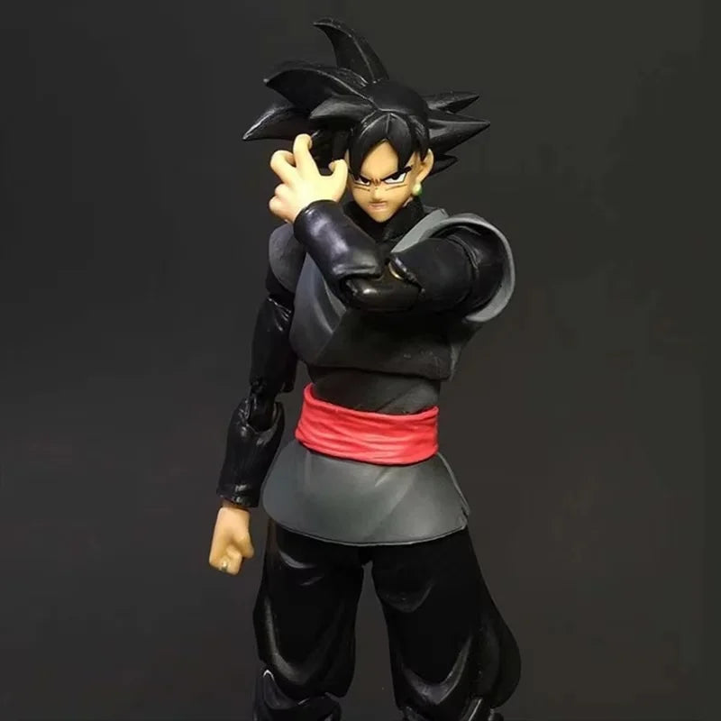 14cm Dragon Ball Black Goku Zamasu Anime Action Figure Super Saiyan Movie Version Dbz Model With Multiple Accessories Toys Gifts