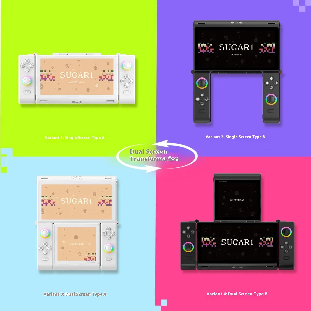 ONEXSUGAR Sugar One Game Console 6.01/3.92 Inch OLED Dual Screen Folding Handheld Console Portable Game Machine Support WIFI BT