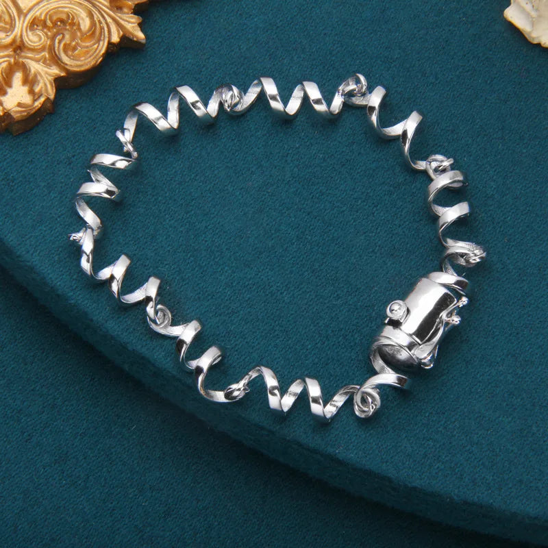 Bracelet Bangle Real 925 Sterling Silver Men Women Smooth Surface Winding Coil Chain Fine Jewelry 2024 Free Delivery Shipping B5
