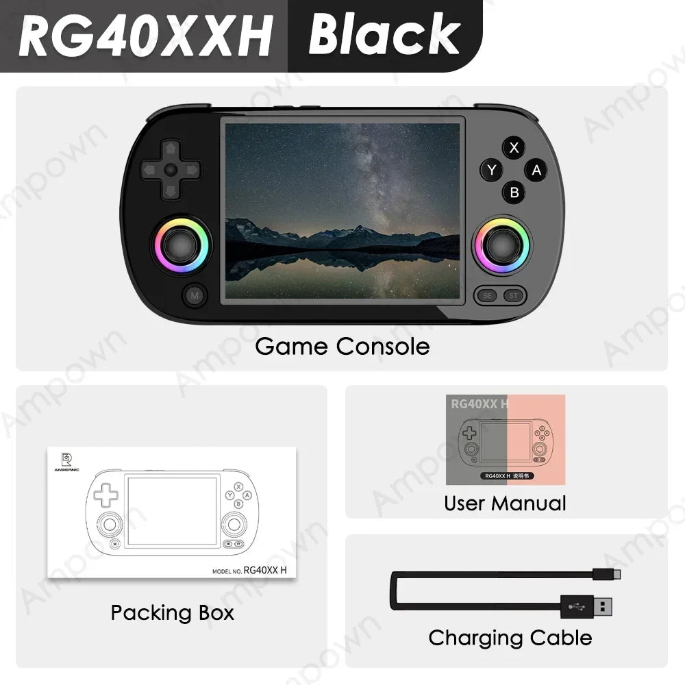 ANBERNIC RG40XX H Handheld Game Console 4'' Screen Linux System Joystick RGB Lighting Effect RG40XXH Video Player Trimui Console