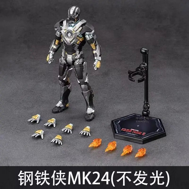 ZD Toys Marvel Iron Man MK2 Action Figure 18cm 20 Articulated Joints With Illuminated Charging Hall Of Armor Extra Hands