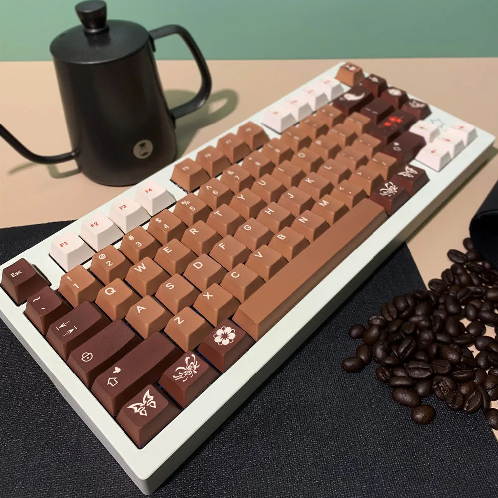 Walnut Color Keycap Original Design Cherry Profile PBT 140 Keys/Sets DYE Sub ANSI Layout For Outemu Kailh TTC Cherry MX Switch