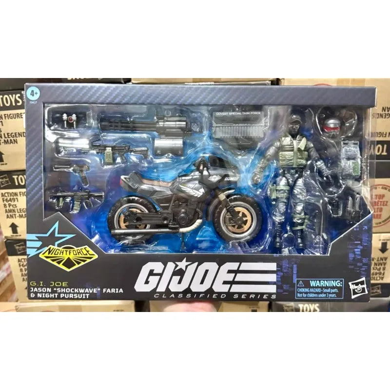 New Original Hasbro G.I. Joe Classified Series #127 Night Force Jason Shockwave Faria & Night Pursuit Cycle Action Figure Model