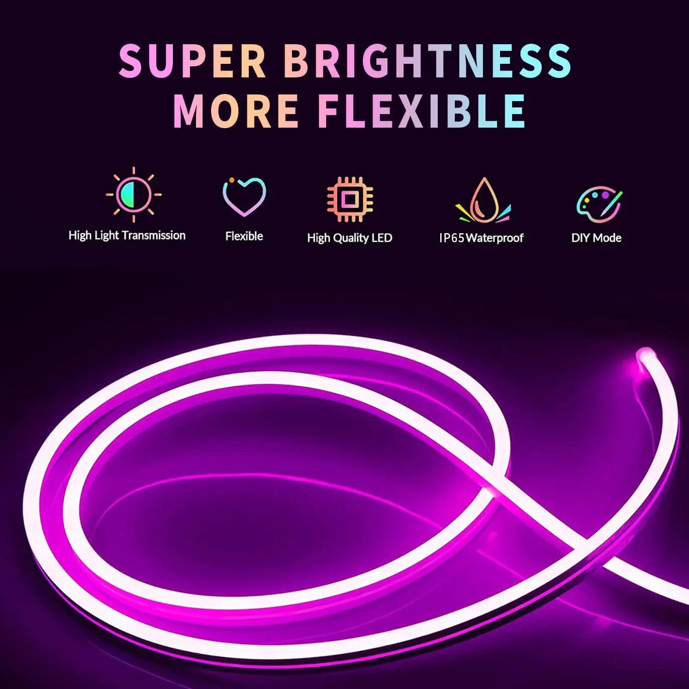30M/20M/15M/10M RGB LED Neon Lights, Smart App Remote Control, Waterproof Music Sync Color Changing Rope for Bedroom Living Game