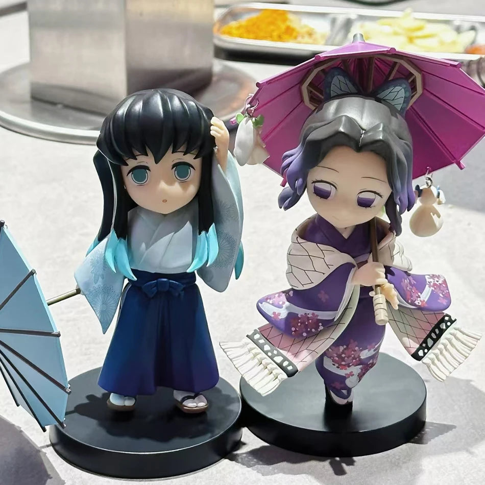 In stock 12cm kawaii  Demon Slayer Plum Rain Series with Box Handmade Model no Yaiba Kamado Nezuko Action Figure Ornament Gift