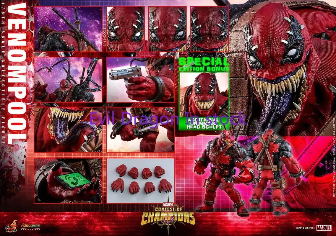 Original Marvel Venom Pool Action Figure Toy Movie Character Portrait Model 1:6 36.5cm Collectible Gift in stock