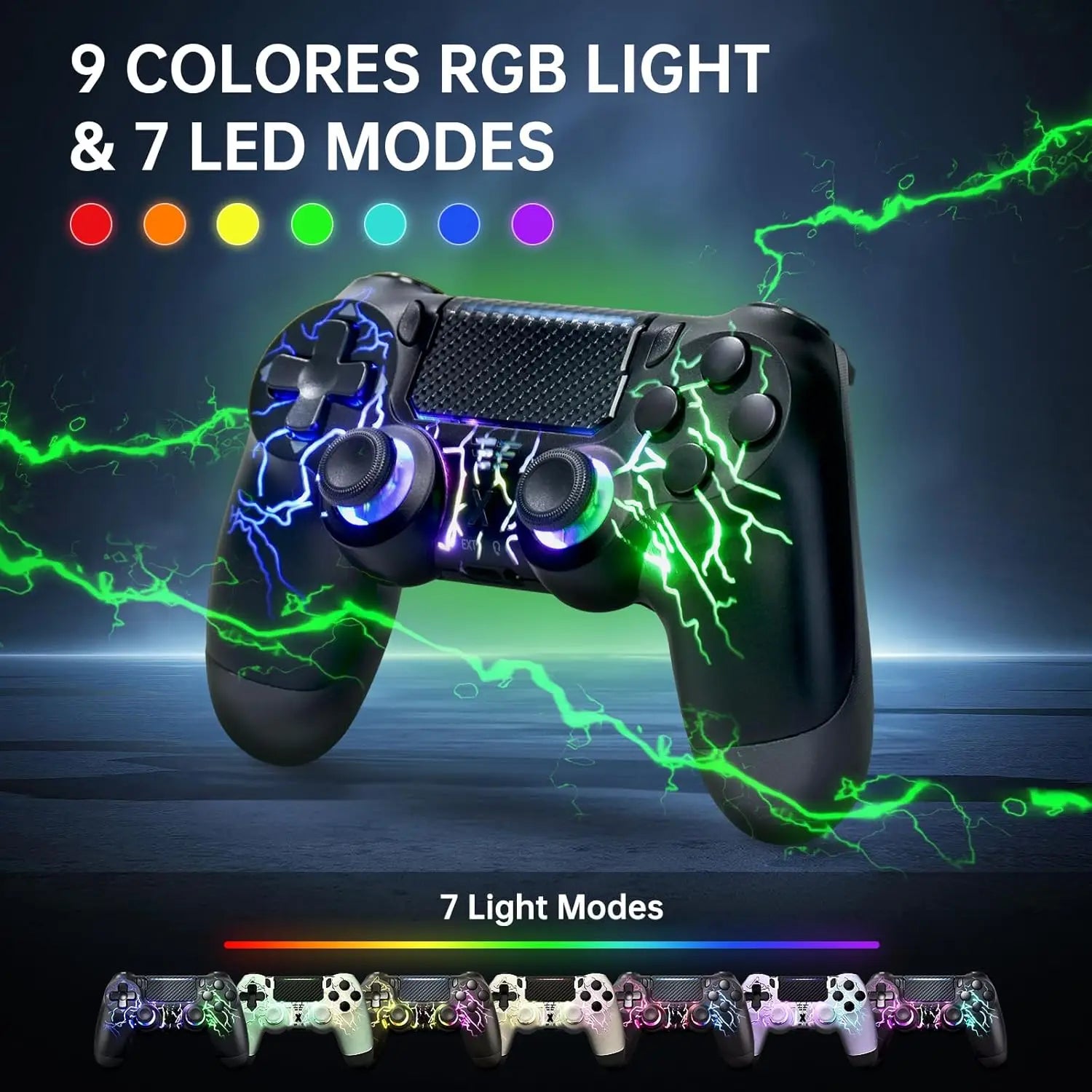 Wireless Controller BG-4 for PS4 with Touch Pad,Hall joystick,9 Lights&3.5MM Audio Jack,Wireless Controller for PS4/PS3/PS5