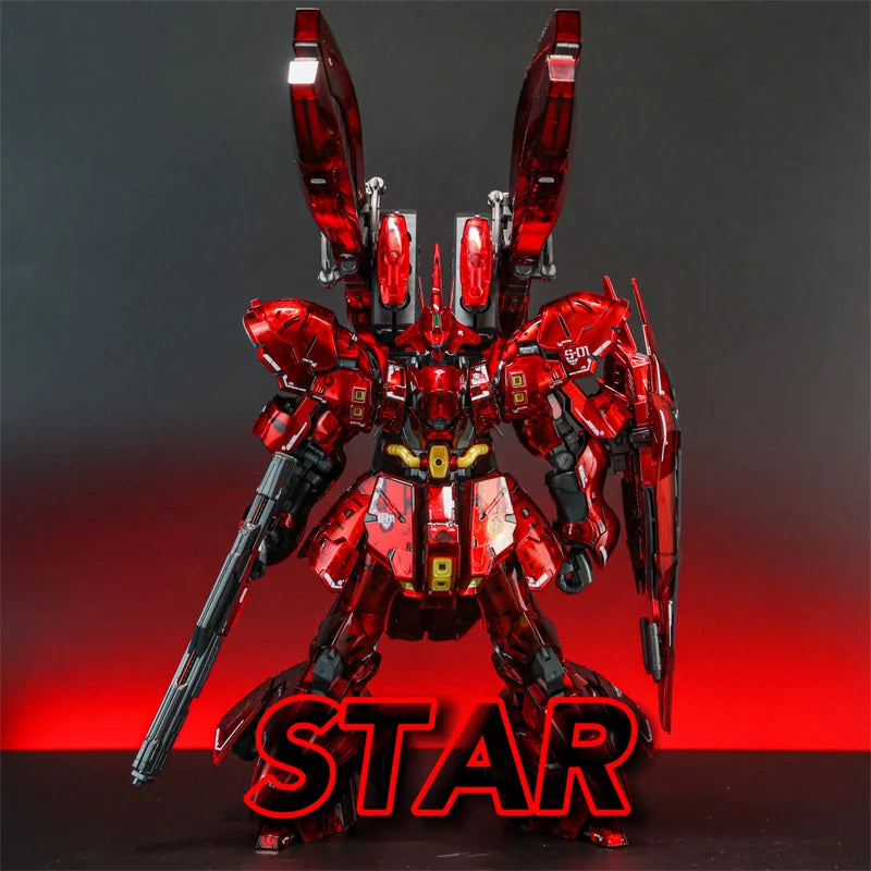 RG 1/144 Electroplated Translucent Fukuoka Sazabi Assembly Model Kit Action Figure With Crab Claw Water Slide Decals Boy Toy