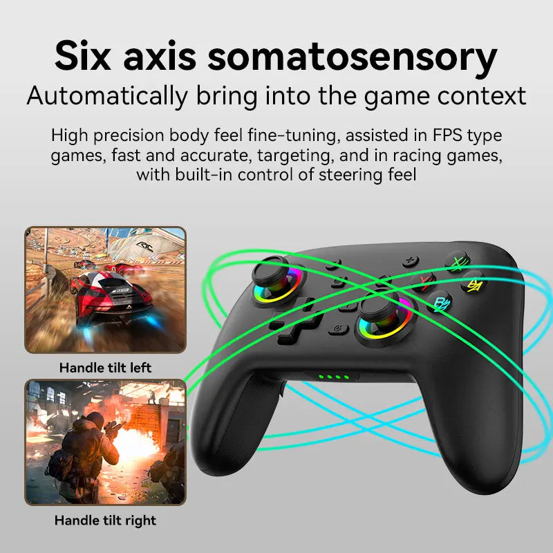Gamepad  Controller Wireless Bluetooth Wake Function Joystick 6-Axis Gyro Handle HD Vibration