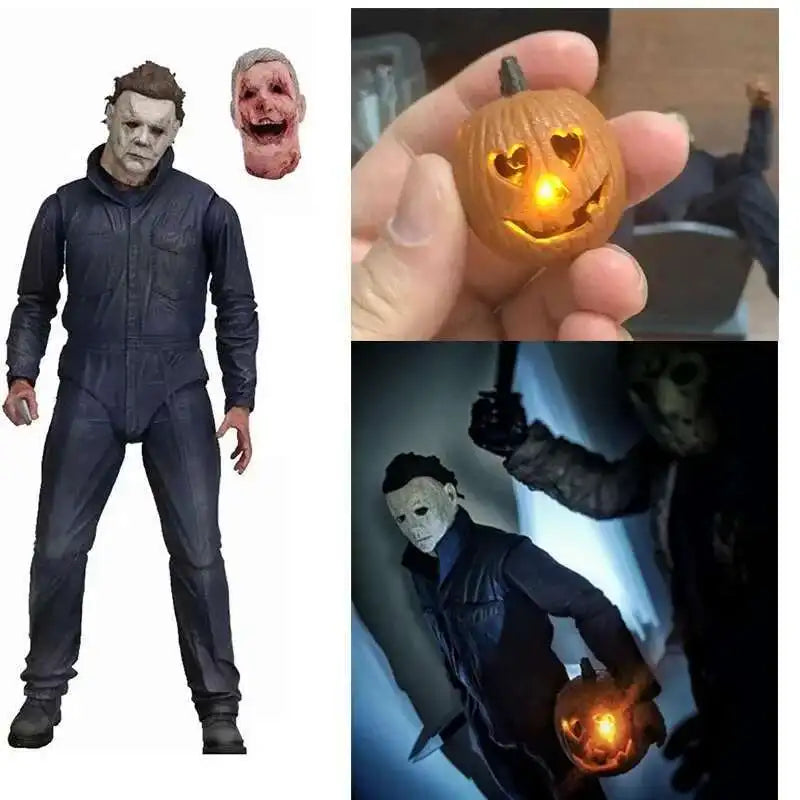 NECA Figure Michael Myers With LED Pumpkin Halloween Figure Ultimate Action Toy Doll Decor Christmas Gift Halloween Horror Toy