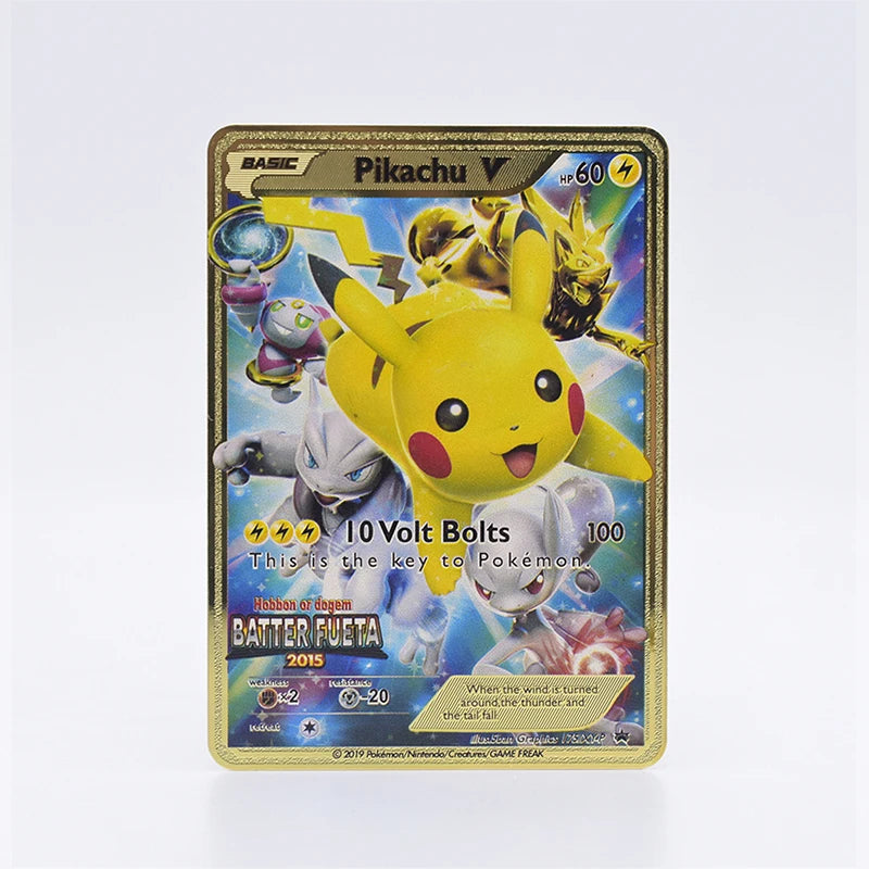 Metal Pokemon Cards Letters Golden Charizard Eevee Shiny Iron Pokémon Vmax EX Letters Game Pikachu Christmas Birthday Kids Toys