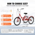 SucceBuy 20-26inch Folding Adult Tricycle 7 Speed Carbon Steel 3 Wheels with Basket Adjustable Seat Shopping Picnic For Seniors