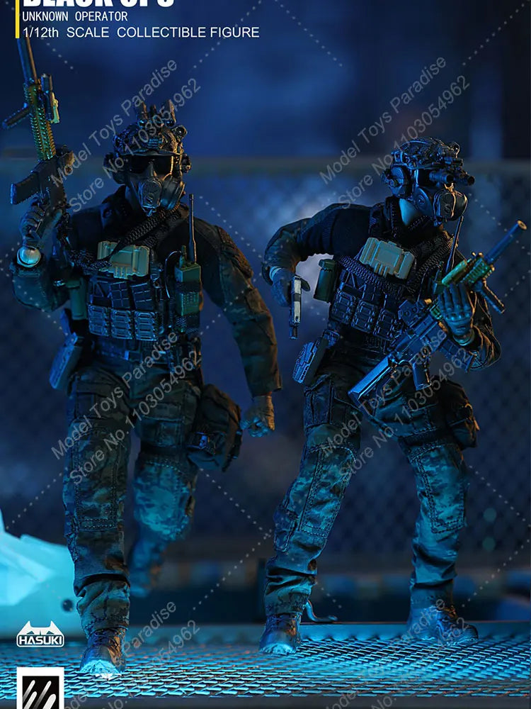 HASUKI SA01 1/12 Men Soldier Special Forces Black Ops Warrior With Equipment Package Full Set 6inch  Action Figure Collection