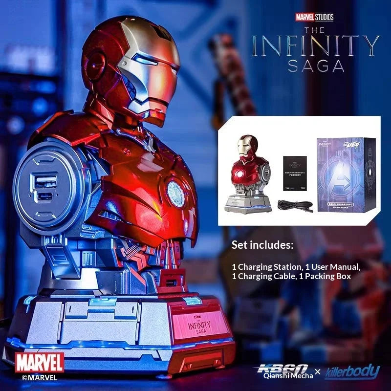 Marvel Hero Iron Man Charging Center Chest Armor Robot Charger Action Figure Desktop Decoration Gift