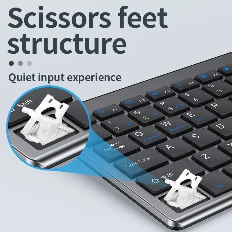 Jomaa Slim Wiederaufladbares Bluetooth-Tastatur- und Maus-Set für Laptop-Computer 2,4G USB Kabellose Tastatur- und Maus-Kombination
