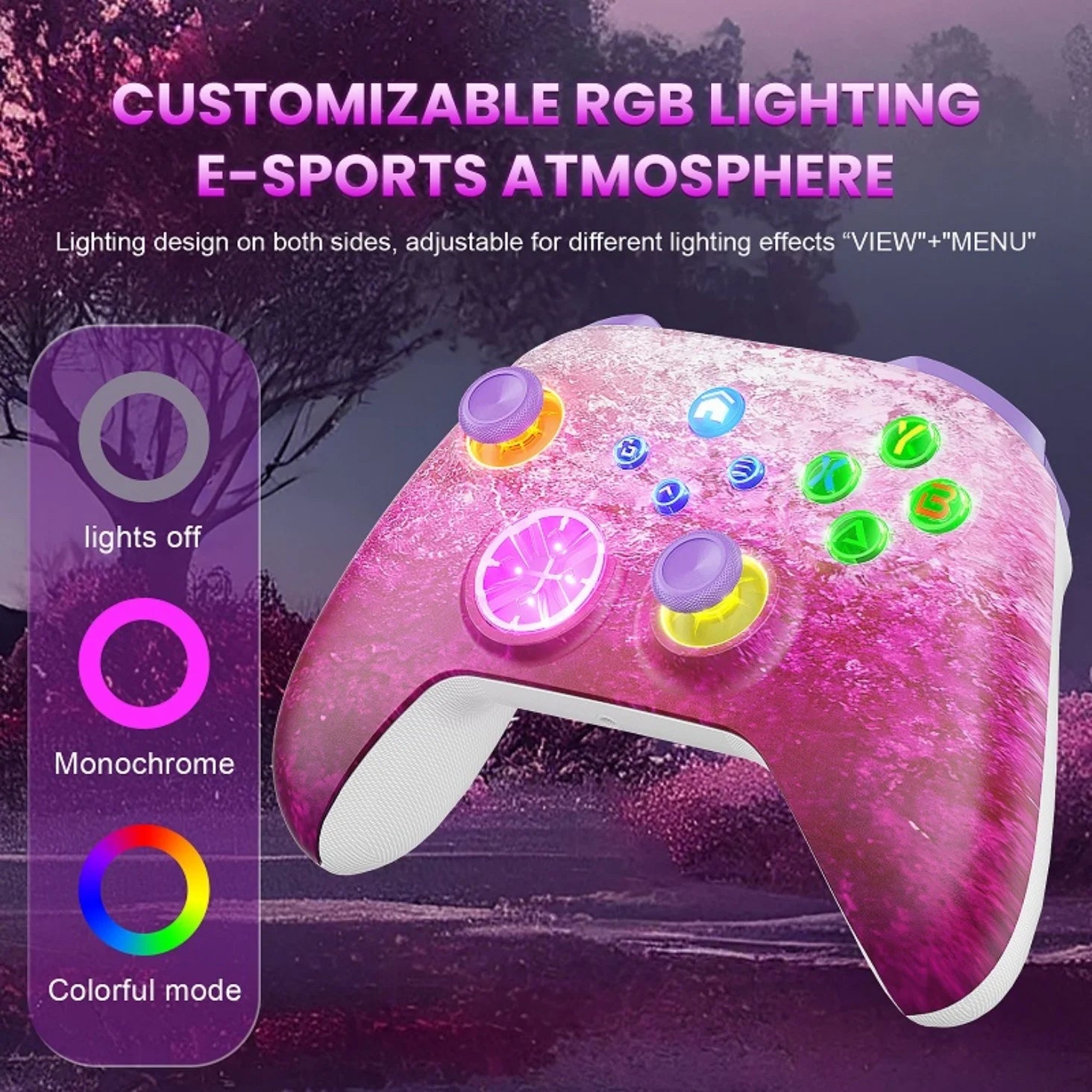 Wireless Controller for XBox One/Series S/X/PC Console Gamepads Dual Vibration Game Joystick W/ RGB Hall Effect 6-Axis Gyro FUNC