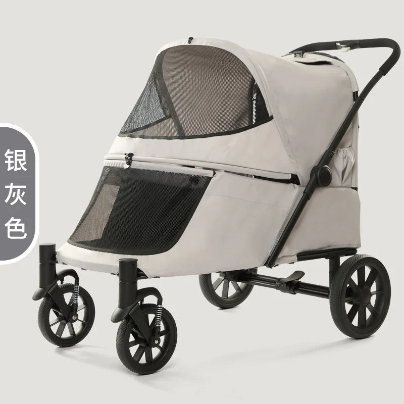 Pet Stroller Large Medium-sized Pet Carts Large Space Dog Carts Multiple Elderly Disabled Cat Pet Carts With Slope