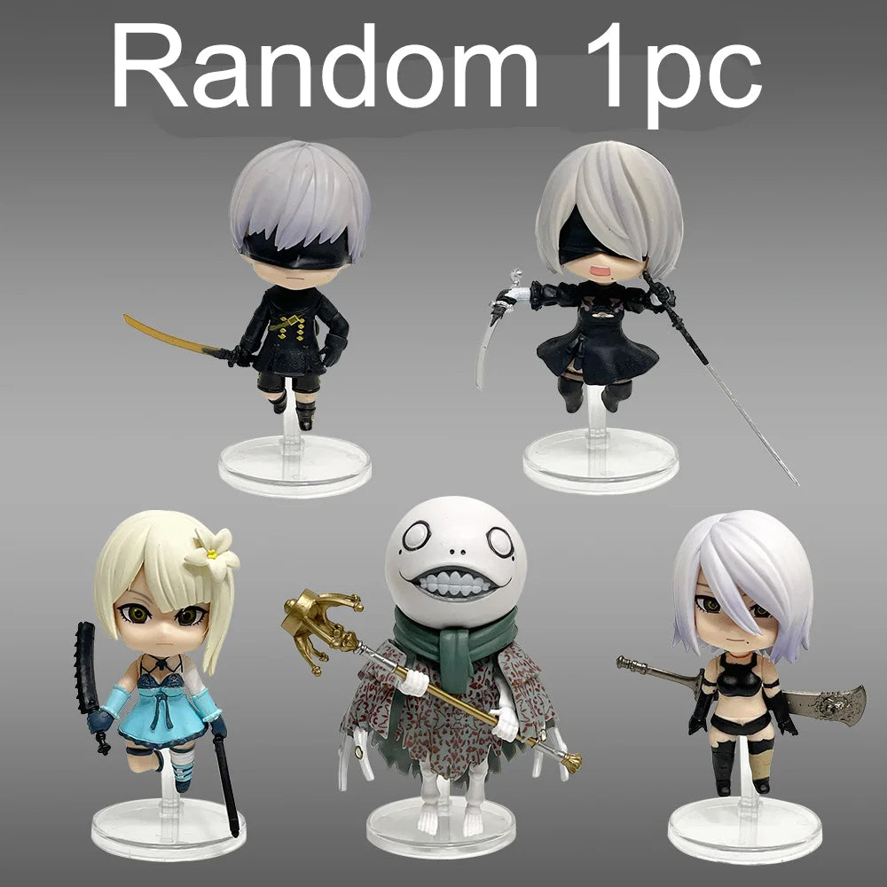 Anime Figures 5PCS NieR Automata 2B Action Mechanical Lifeform Anime Figurine Statue Pvc Model Doll Collection Toy Gift Kids