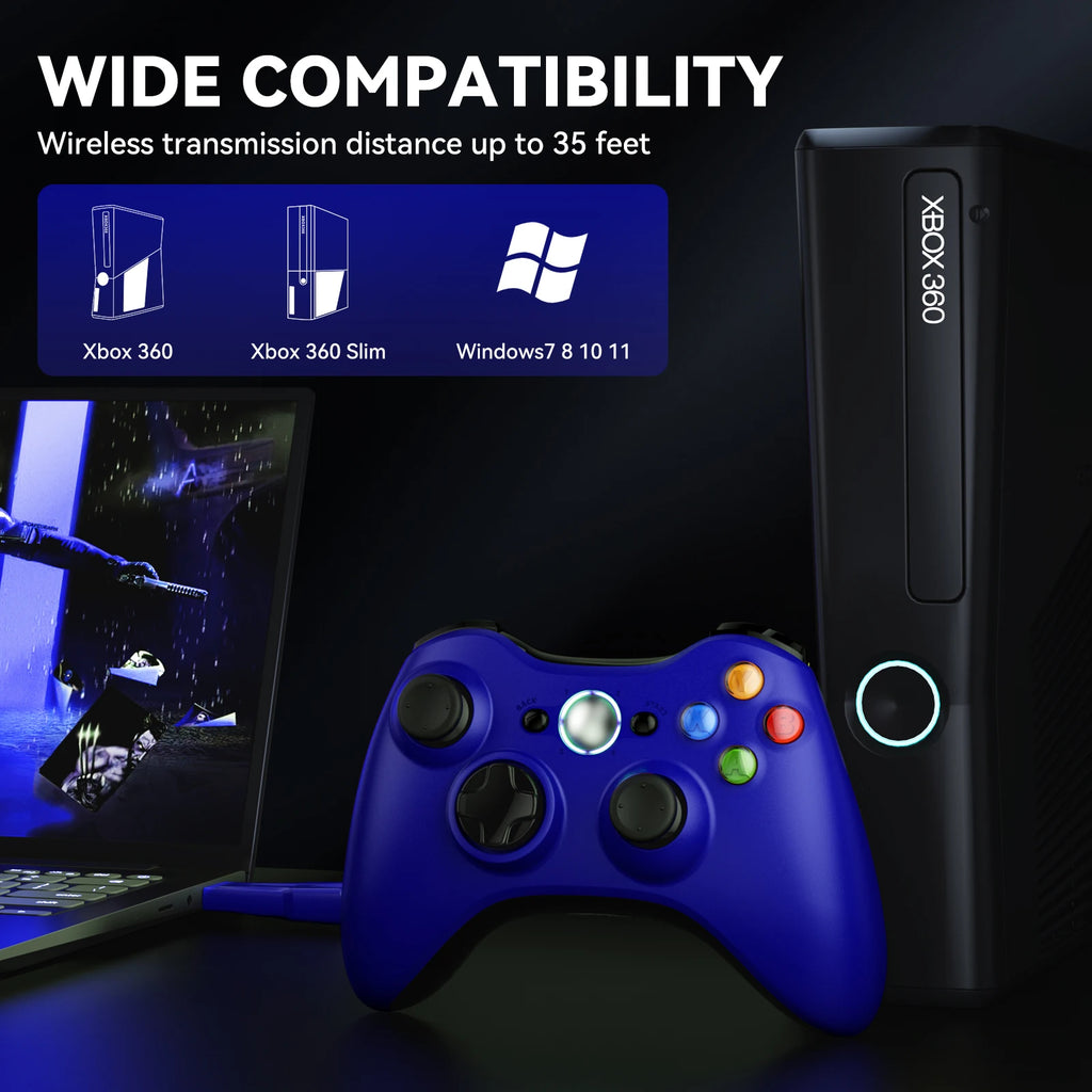 Wireless Controller Compatible Xbox 360 2.4GHZ Gamepad Joystick For Xbox 360 and PC Windows 7,8,10,11 with 6-axis Dual Vibration