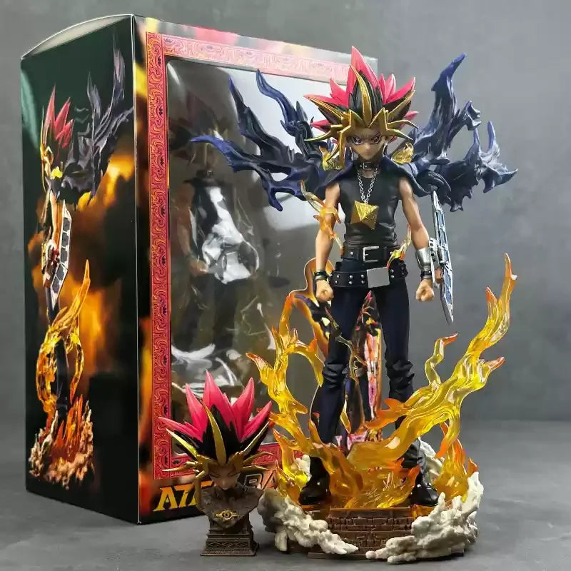 28cm Duel Monsters Anime Figure Gk Yugi Muto Figures 2 Heads Pvc Anime Statue Model Collectible Decoration Toys Christmas Gifts