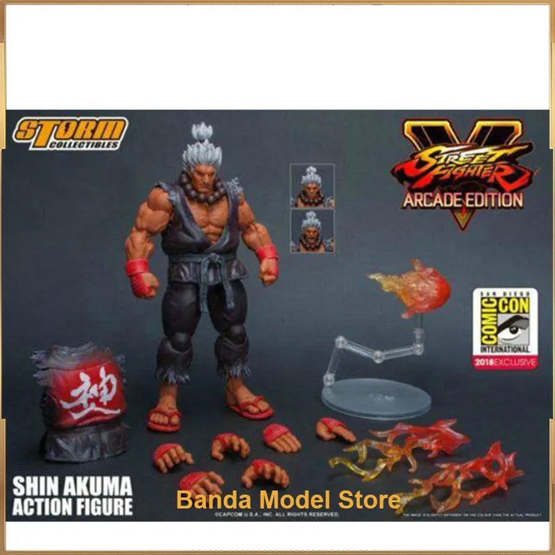 Original Storm Toys 1/12 SHIN AKUMA Street Fighter White Hair SDCC Limited Version Full Set 6" Action Figure Toy